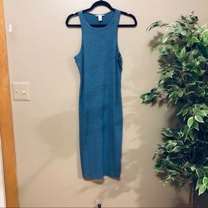 Blue stretchy casual dress